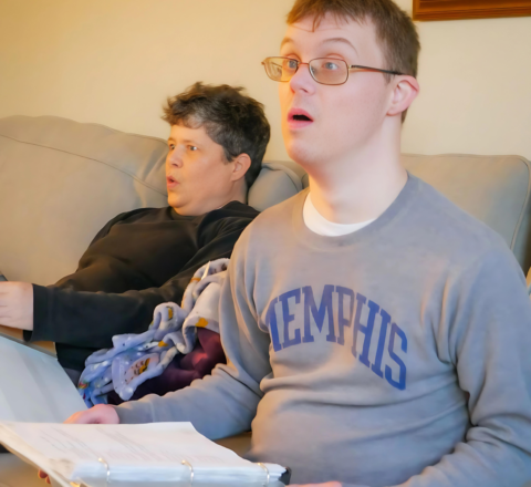Gabriel Homes residents at a song session hosted by Bill Partlow.