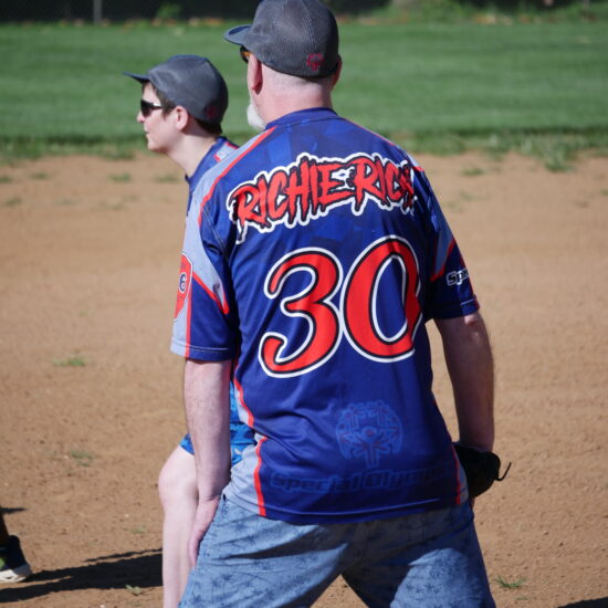 Gabriel Homes resident playing softball.