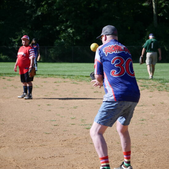 Gabriel Homes residents playing softball.