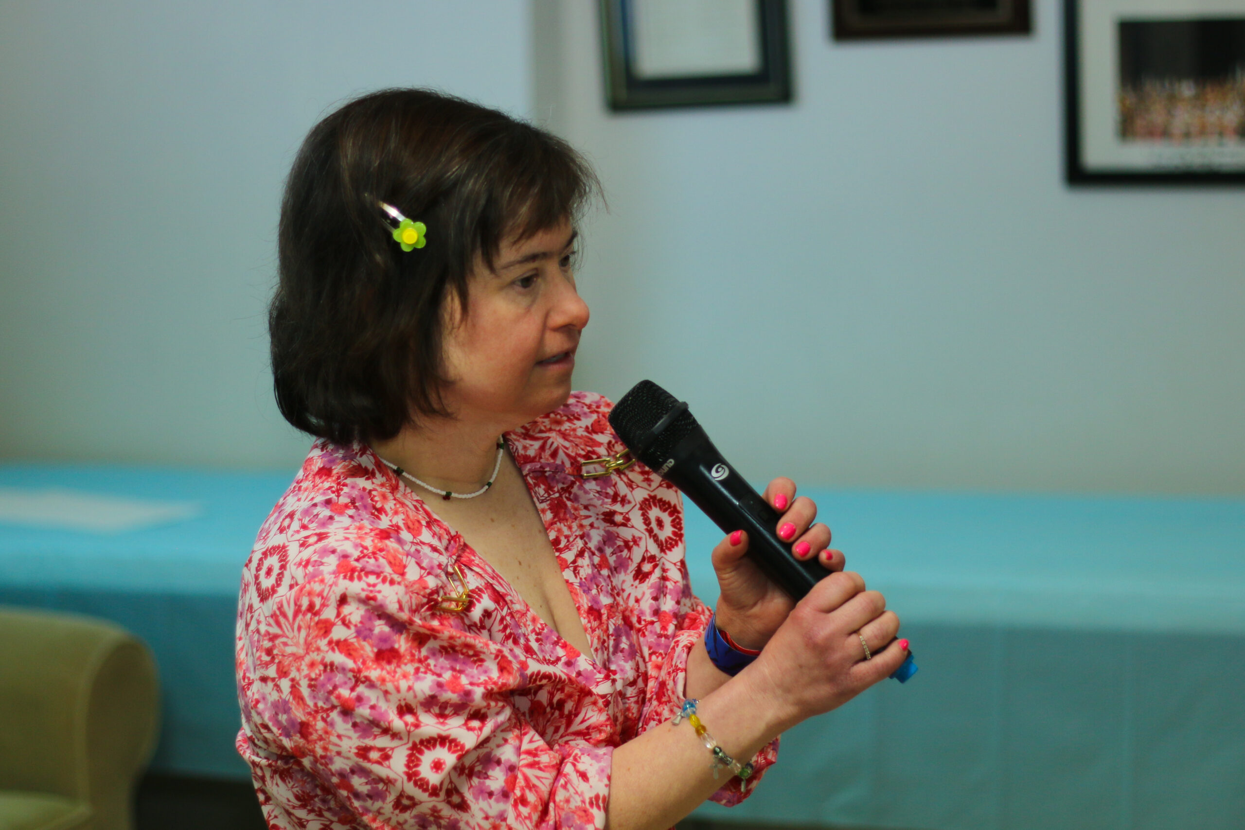 Gabriel Homes resident performing karaoke at the 2nd Annual Spring Fling.