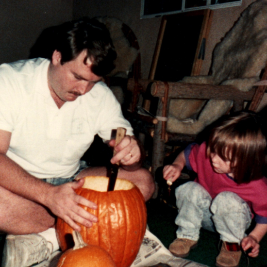 Gabriel Homes resident (right) carving a pumpkin with her father (back). In the June 2025 edition of The Treehouse, residents shared favorite memories with their dads.