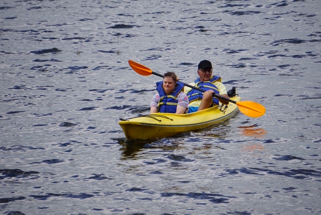 Gabriel Homes resident kayaking on family adventures.