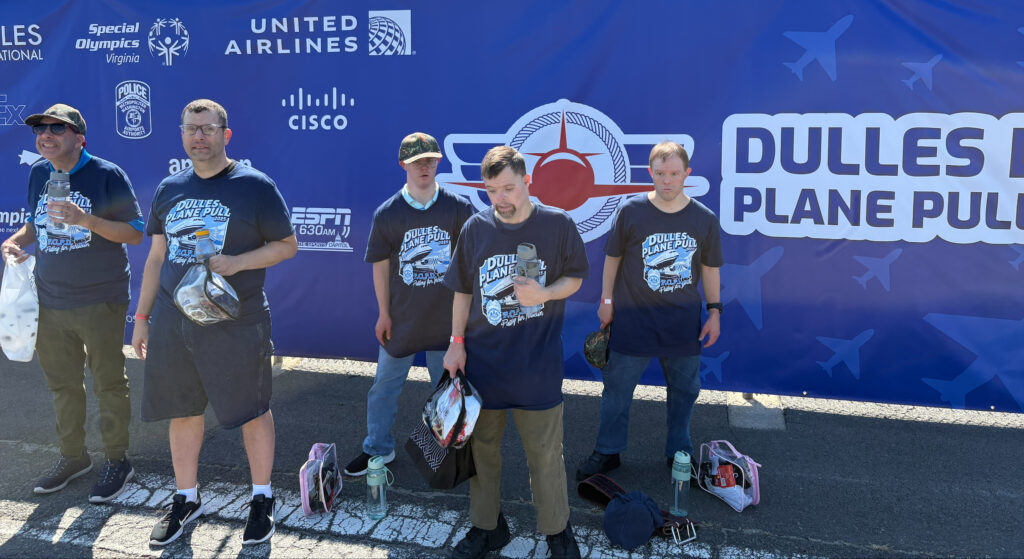 Gabriel Homes Special Olympics powerlifters at the 2025 Dulles Plane Pull.
