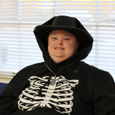 Gabriel Homes resident in a skeleton costume.
