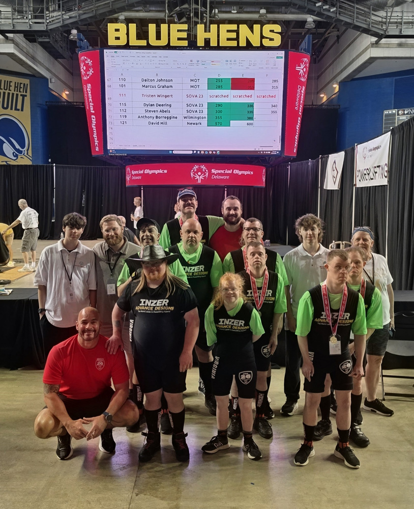 Special Olympics powerlifters with their medals.