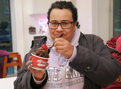 Gabriel Homes resident enjoying local ice cream at the MooThru in Herndon.