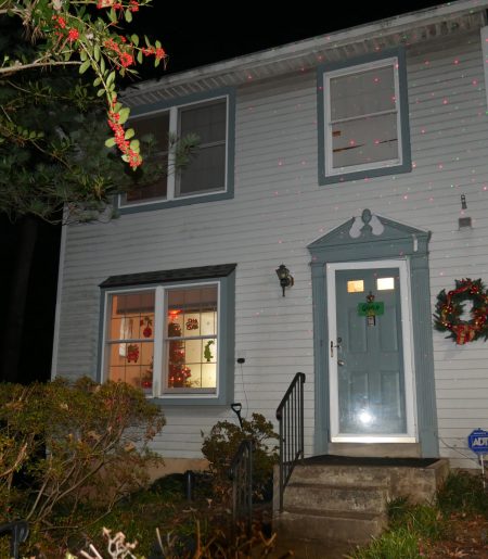 Home with Christmas lights.