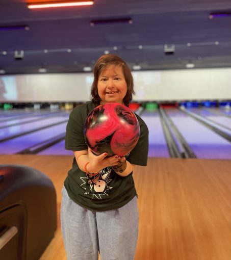 Gabriel Homes resident at Special Olympics bowling.
