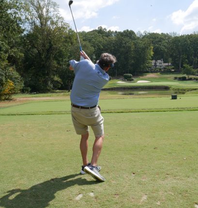 Golfer at the 30th Annual Gabriel Homes Golf Tournament.