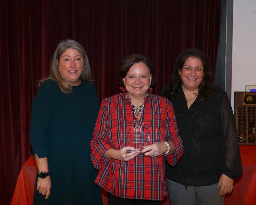 Left to right: Gabriel Homes Executive Director, Hall of Fame class of 2025 and Director of Quality Assurance and Clinical Oversight Beth Hoyos, and Board Chair Michele Bolos.