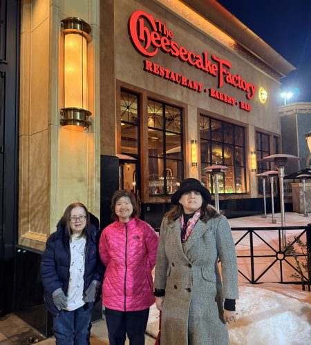 Gabriel Homes residents celebrating Galentine's Day at The Cheesecake Factory.