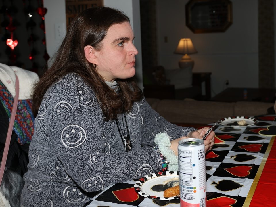 Gabriel Homes resident at game night.