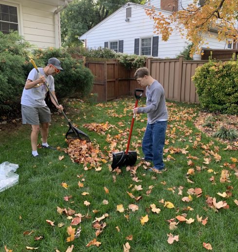 Gabriel Homes residents doing yard work.
