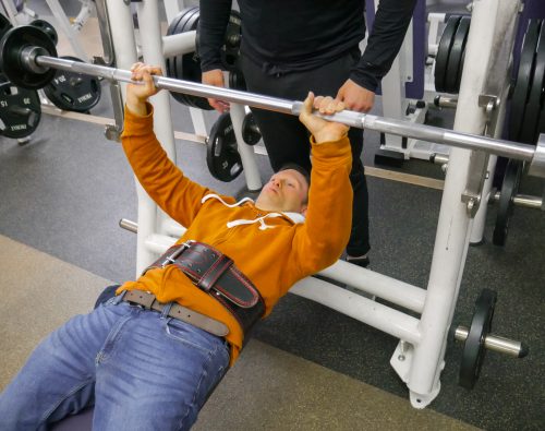 Gabriel Homes resident training for powerlifting tournaments.