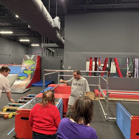 Gabriel Homes resident doing parkour stunts at MindShift Gym.
