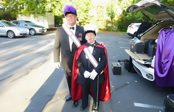 Gabriel Homes resident (right) with the Knights of Columbus.