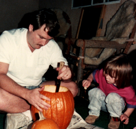 Gabriel Homes resident (right) carving a pumpkin with her father (back). In the June 2025 edition of The Treehouse, residents shared favorite memories with their dads.