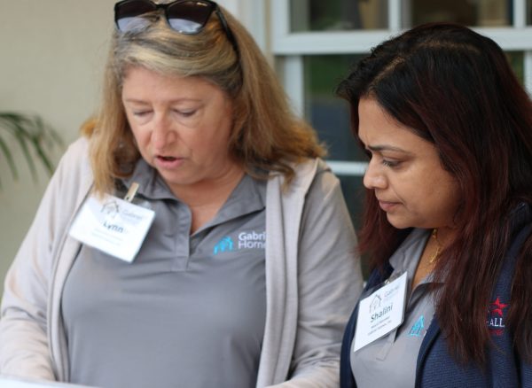 Gabriel Homes executive director and director of the development committee, Lynn Davis (left) and Shalini Kapur (right) respectively, at the 29th Annual Gabriel Homes Golf Tournament. Kapur says friendships with staff and board have been vital to Gabriel Homes achieving its mission.