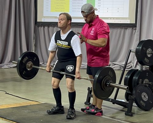 Gabriel Homes resident powerlifting.