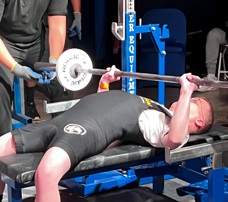 powerlifting-cr1 Gabriel Homes resident powerlifting at tournament.