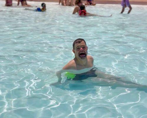 Gabriel Homes resident in the pool.